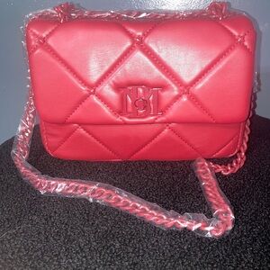 Badgley Mischka Red Quilted Crossbody Bag
